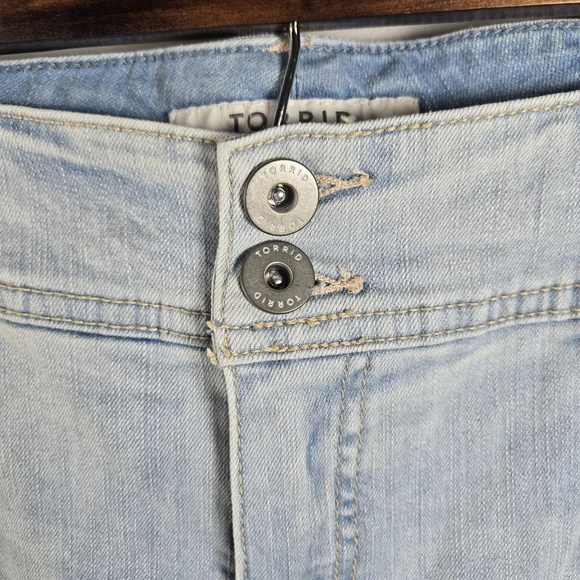 Torrid Light Blue Distressed Flare Jeans - Picture 4 of 8